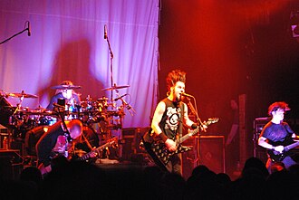 Static-X performing in Hollywood during the 2007 Cannibal Killers tour. Members from left to right: Tony Campos, Nick Oshiro, Wayne Static, Koichi Fukuda.