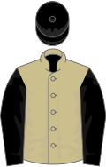 Beige, black sleeves and cap