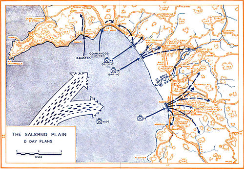 map showing Allied landing areas