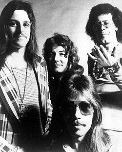The band in 1974; left to right: Pete Haycock, Derek Holt (top), Colin Cooper (bottom), John Cuffley