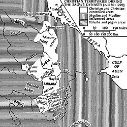 Christian territories during the Zagwe dynasty circa 1200 AD