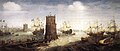 A Haarlem ship cuts the chain of the port of Damietta, by Haarlem painter Cornelis Claesz van Wieringen, which once hung in the "Krijgsraadkamer" above the fireplace.