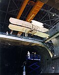 The AIAA's Flyer reproduction undergoing testing in a NASA wind tunnel