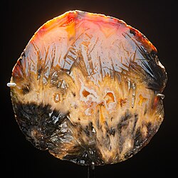 Sagenitic agate from Brazil with numerous needle-like inclusions