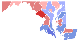 County map of Maryland, showing which candidates in the 1966 election won which county