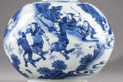 Detail of late Ming vase, 1627–1644, with battle scene from literature. Despite the Chinese subject, the vase was exported to Europe.