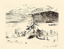 Larch by forest lake, Lovis Corinth, 1923