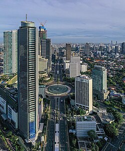 Bundaran HI, located in the western edge of Menteng.