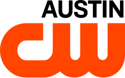 The CW logo, an orange thick logo with the letters C and W connected, in the lower left. Above it, right-aligned, is the word Austin capitalized in a sans serif.