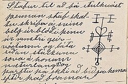 Excerpt of Icelandic galder staves from the manuscript LBS 4375 8vo (1924 copy of a 1676 original).