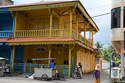 Old peranakan-styled houses in downtown of Bagansiapiapi