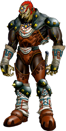 Artwork of Ganondorf in his humanoid form. He has red hair, olive skin, and is clad in armor.