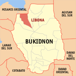 Map of Bukidnon with Libona highlighted
