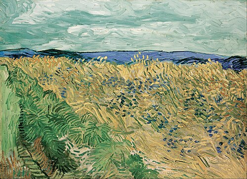 Wheat Field with Cornflowers, July 1890, Oil on canvas, 60 x 81 cm, Beyeler Foundation, Riehen, Switzerland (F808)