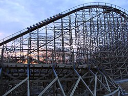 Prowler's train ascending the lift hill.