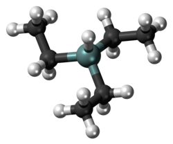 Ball-and-stick model of the triethylsilane molecule