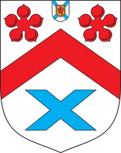 Coat of arms of the Agnew baronets (1629) with the badge of a Baronet of Nova Scotia (Coat of arms of Nova Scotia) in chief
