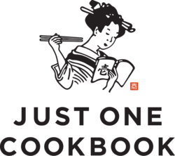 Just One Cookbook logo with ukiyo-e woman holding a book and chopsticks