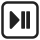 A black isosceles triangle pointing right next to two congruent black rectangles side-by-side with a space between them