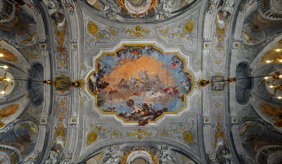 Ballroom ceiling of the Ca' Rezzonico with ceiling by Giovanni Battista Crosato (1753)
