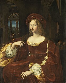 Possibly Raphael, c. 1518, Isabel de Requesens. The High Renaissance style and format were enormously influential for later grand portraits.