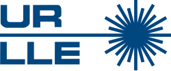 A horizontal line ending in a graphic of a laser point, represented by line segments of varying lengths emitting in all directions from one point. On the left, above and below the horizontal line, it reads "UR" and "LLE" respectively. All elements of the logo are in navy blue.