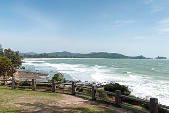 The northern tip of Borneo at the Tip of Borneo facing both the South China Sea and Sulu Sea.