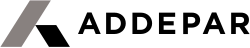 Addepar logo is two parallelograms then ADDEPAR in solid black capital letters