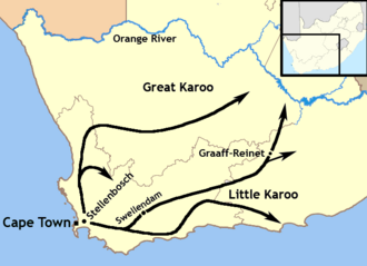 A map of the expansion of the Trekboers (1700–1800)
