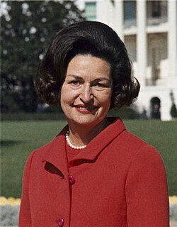 Lady Bird Johnson wearing a bouffant in 1967