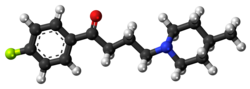 Space-filling model of the melperone molecule