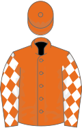 Orange, white diamonds on sleeves