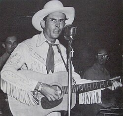 Country music expanded nationally through radio programs such as the Grand Ole Opry, with performers including Hank Williams, Gene Autry, Roy Acuff, and Ernest Tubb achieving widespread popularity.