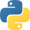 A highly abstracted symbol suggestive of the head ends of two snakes in a double helix viewed head-on, curved clockwise toward the viewer: a blue snake comes in from behind to the left, with head folding back on its body at the top, and a yellow snake comes in from behind to the right and its head folds back on its body at the bottom; the overall silhouette of the symbol forms a rough plus sign, and the eye locations are suggestive of a yin and yang.