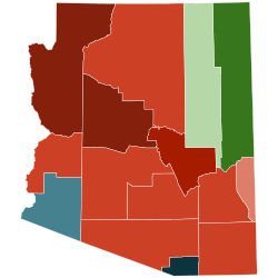 Map of counties in Arizona by racial plurality, per the 2020 U.S. census 40–50% 50–60% 60–70% 70–80% 40–50% 70–80% 60–70% 80–90%