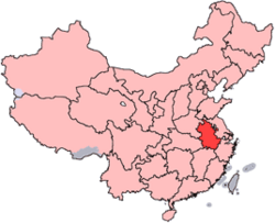 A map of China with Anhui province highlighted