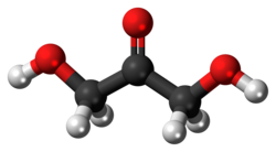 Ball-and-stick model of the dihydroxyacetone molecule