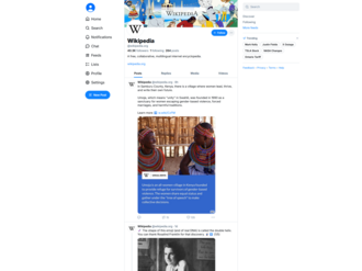 Web interface showing a user account on Bluesky. To the left, a list of different modes. In the center, a banner and profile description above a feed with posts and attached media. To the right, a list of user-selected custom feeds and trending topics.