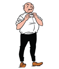Publicity shot of Lambik sniffing a flower. 1960s. Drawn by Willy Vandersteen.