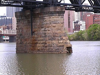 Bridge supports from the river