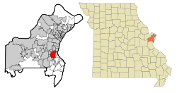 Location of Webster Groves, Missouri