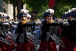 Officers during military parade on the Champs-Élysées, Paris