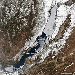 Spring ice melt underway on Lake Baikal, on 4 May, 2012[b]