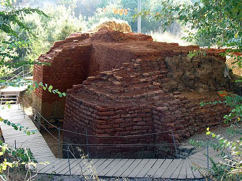 Troy II fortifications with modern reconstructed mudbrick