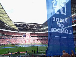 Banners and stadium before the game