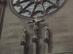 A crucifix on the wall of a church