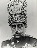Mozaffar ad-Din Shah Qajar wearing the Kiani Crown, turn of the century