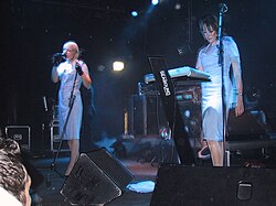 Client performing at Kulturfabrik Krefeld in Germany on 17 September 2005. From left: Sarah Blackwood, Kate Holmes