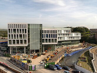 Portland stone and glazed building