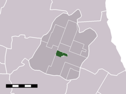 The town centre (dark green) and the statistical district (light green) of Middenbeemster in the former municipality of Beemster.